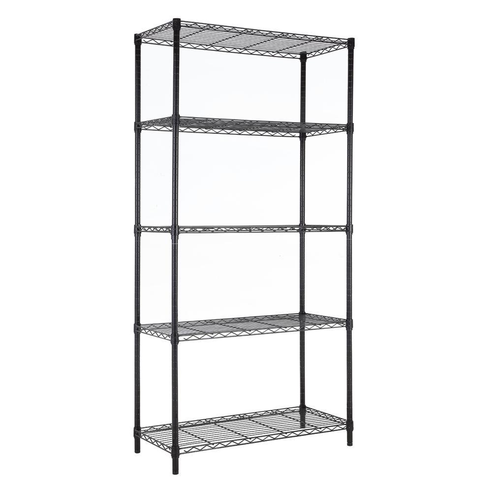 5 Tier Black Coating Utility Wire Shelving Unit 14 in. x 36 in. x 72 in. - Hercitys