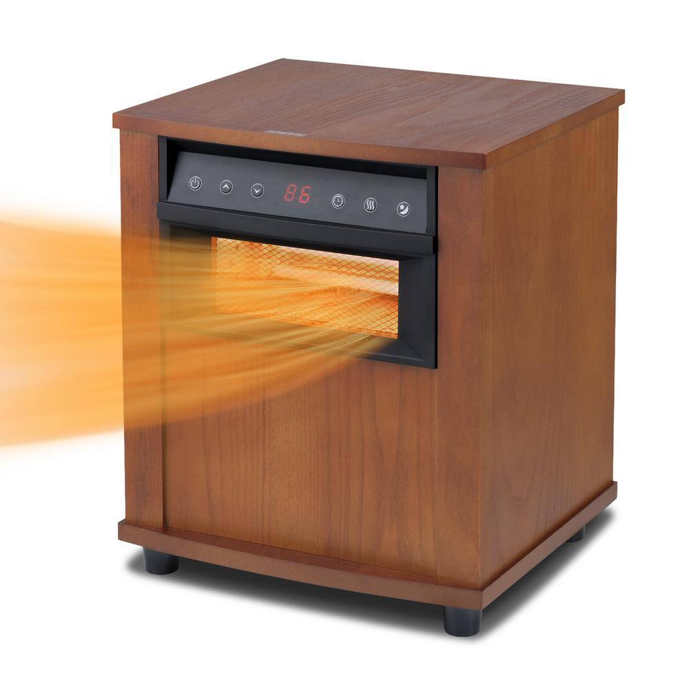 1500-Watt 15.16 in. Electric Brown Compact 4 Infrared Tubes Space Quartz Heater with Digital LED Display Convection - Hercitys