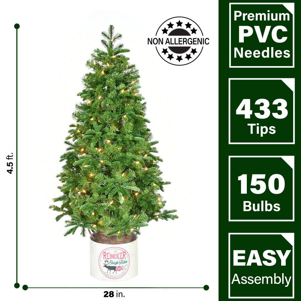 4.5-Ft. Porch Tree in Reindeer Pot with Warm White LED Lights - Hercitys