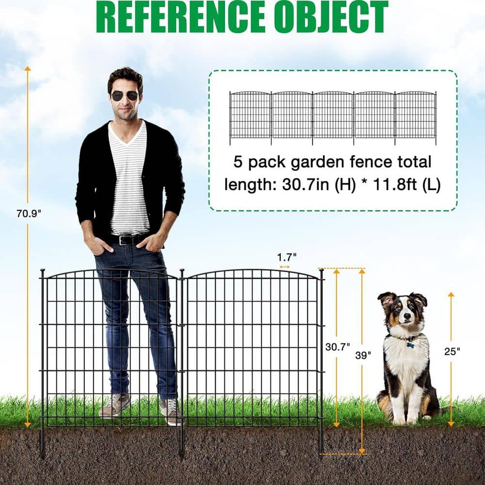 31 in. Metal Decorative Garden Fence Panels Outdoor Animal Barrier No Dig Rustproof Wire Border for Yard Patio - Hercitys