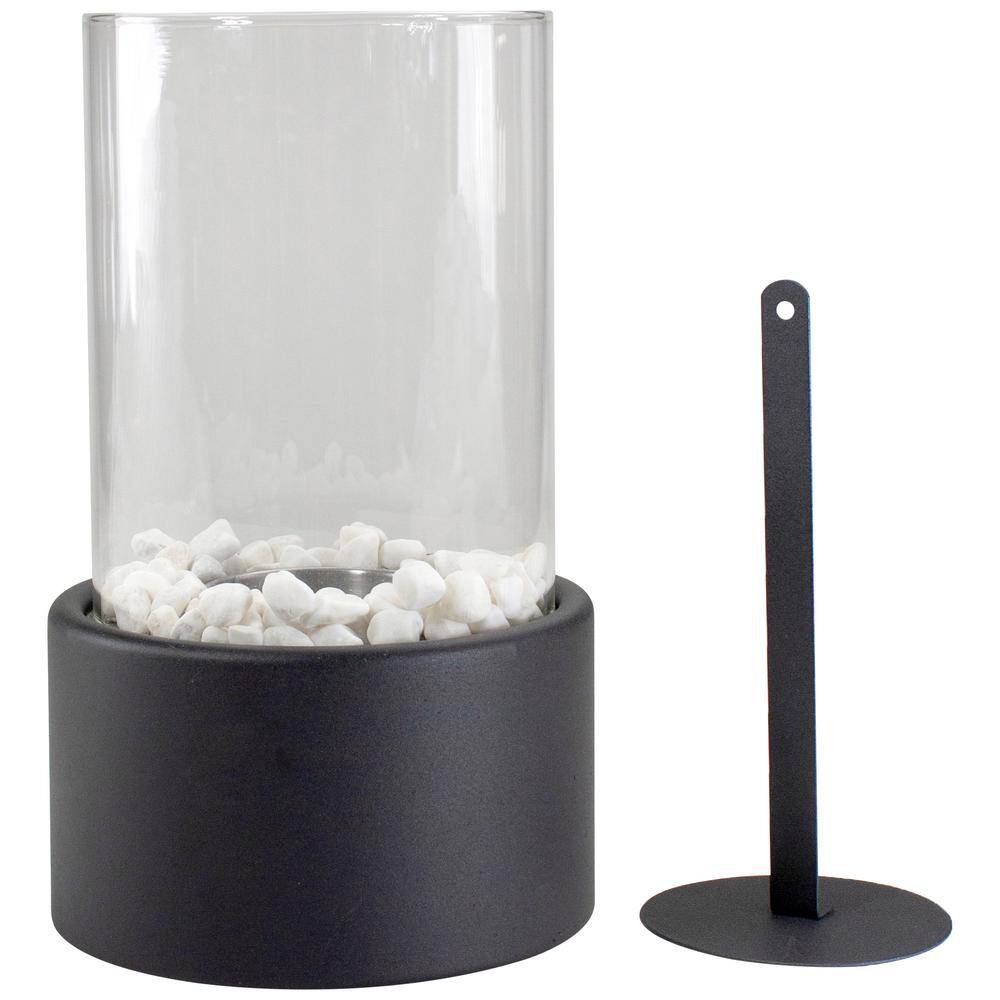 10.5 in. Bio Ethanol Round Portable Tabletop Fireplace with Black Base - Hercitys