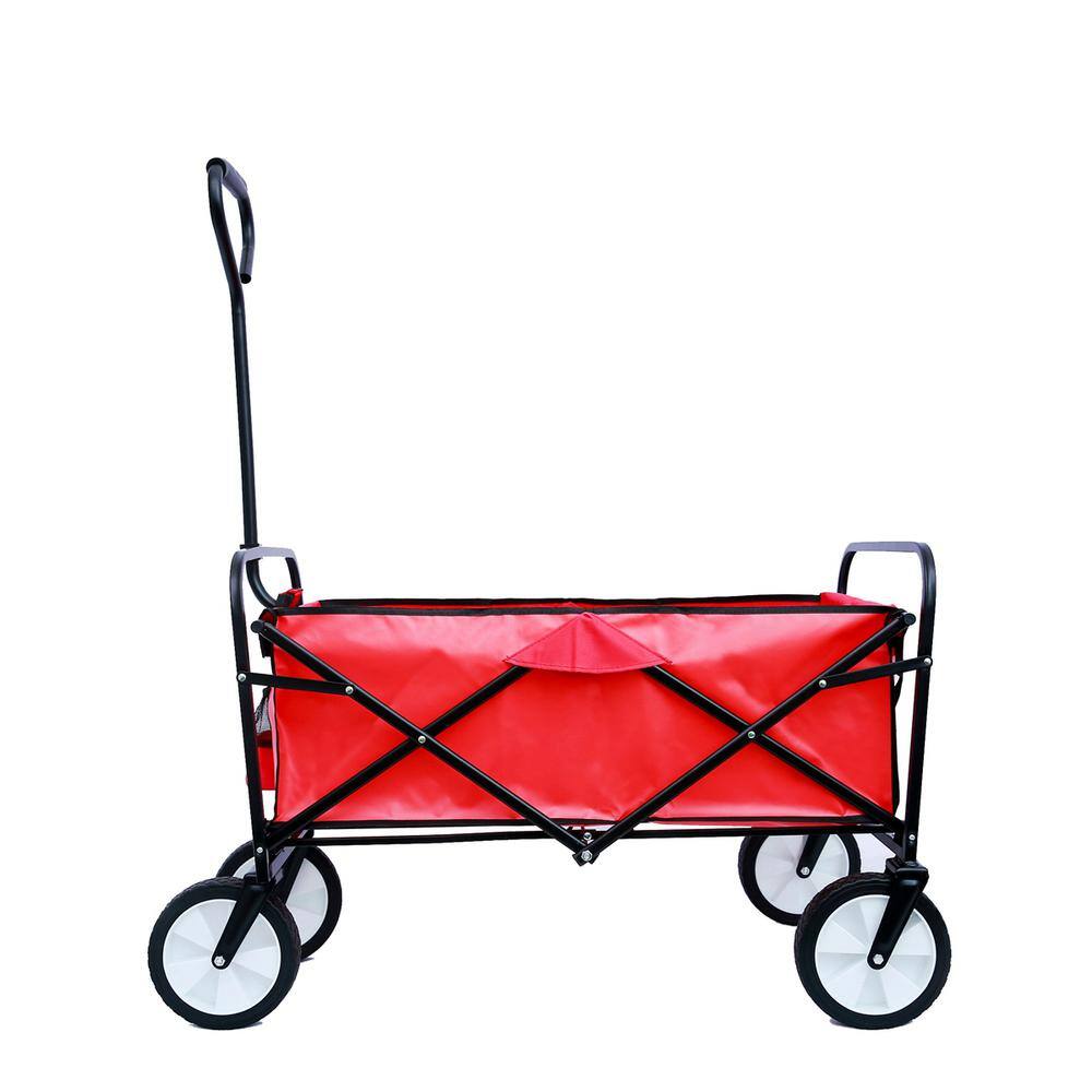 4 cu. ft. Folding Wagon Garden Shopping Fabric Garden Cart in Red - Hercitys