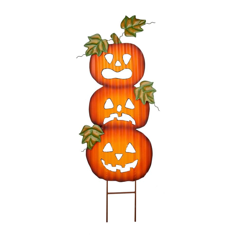 28 in. Metal Halloween Pumpkin Yard Stake - Hercitys