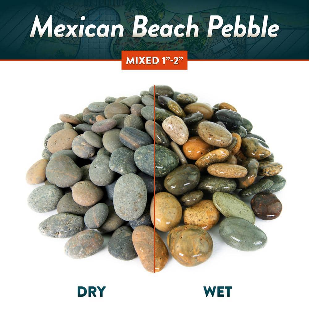 .25 cu. ft. 1/2 in. to 1 in. Mixed Mexican Beach Pebbles Smooth Round Rock for Gardens, Landscapes and Ponds - Hercitys
