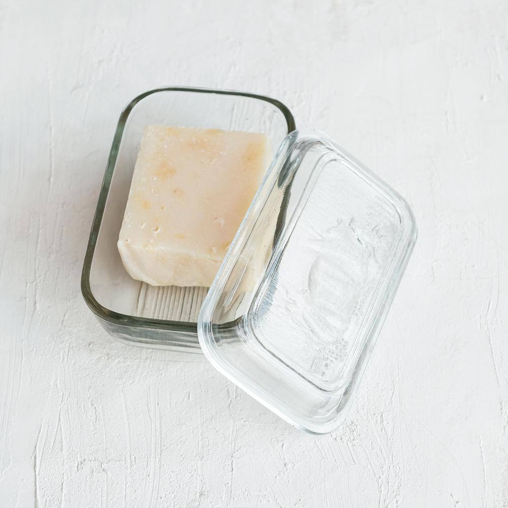 4 oz. Clear Embossed Glass Butter Dish (Set of 1) - Hercitys
