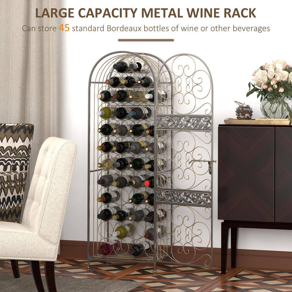 45 Bottle Wrought Iron Wine Rack Jail with Lock - Hercitys