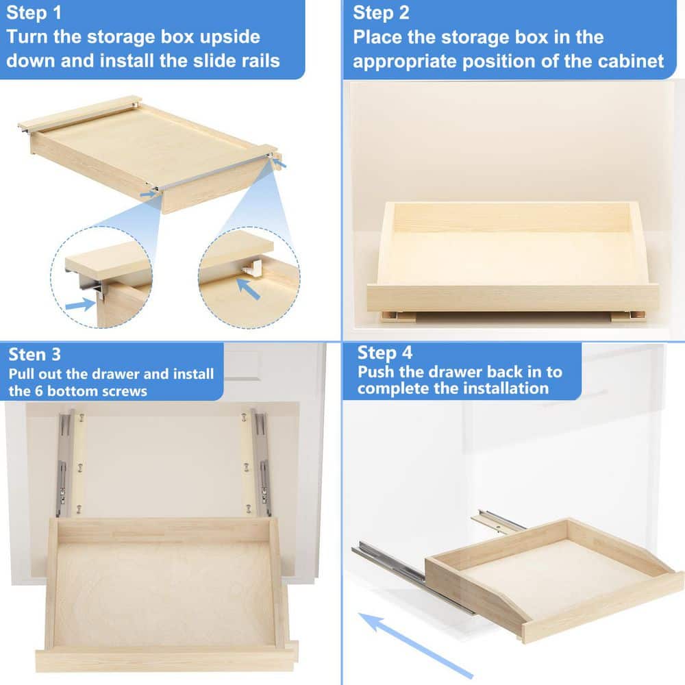 28.5 in. Wood Cabinet Pull Out Drawer with Soft Close - Hercitys