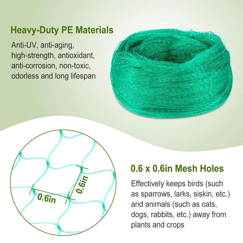 13 x 33 ft. Garden Netting Heavy Duty PE Anti Bird Netting Plants Fruits Tree Vegetables Protection Net 430sqft Coverage - Hercitys