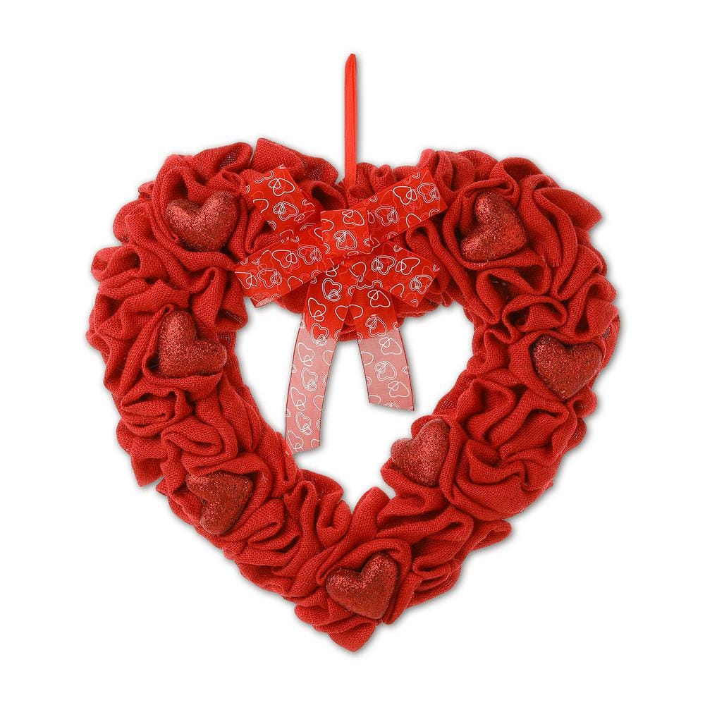 17.75 in. H Valentine Fabric Heart Wreath - Hercitys