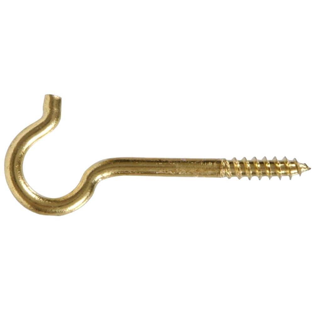 0.192 x 3-3/8 in. Solid Brass Round Ceiling Type Screw Hook (25-Pack) - Hercitys