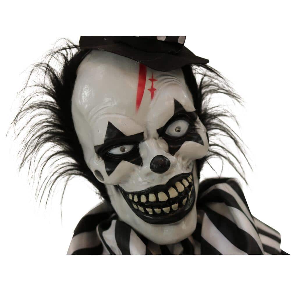 20 in. Battery Operated Poseable Groundbreaker Clown with Red LED Eyes Halloween Prop - Hercitys