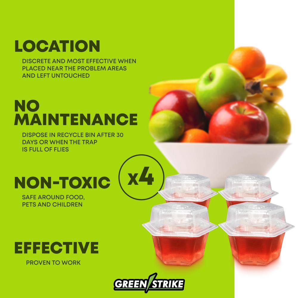 2-Piece Green Strike 60004 Fruit Fly Trap Prefilled Fruit Fly (4-Pack) - Hercitys