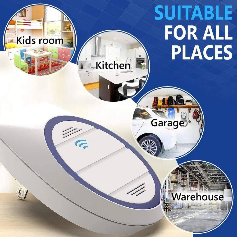 2-Piece Plug-In Ultrasonic Pest Control Repellent Safe and Effective Defender Against Roaches Ants and Mosquitoes, White - Hercitys