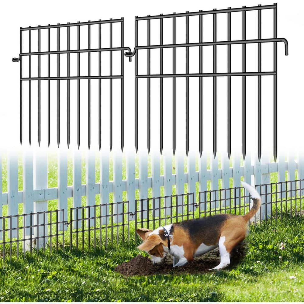 13 in. Outdoor Garden Animal Barrier Fence with 1.44 in. Gap Metal Rustproof Rustproof in Black (26-Pieces) - Hercitys