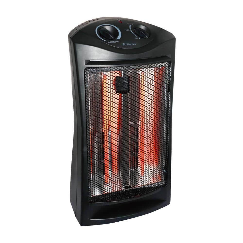 1500-Watt Black Electric Tower Quartz Infrared Space Heater with Thermostat - Hercitys