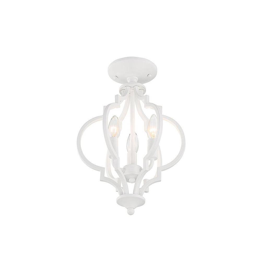 11 in. W x 16 in. H, 3-Light Bisque White Convertible Semi- Flush Mount - Hercitys