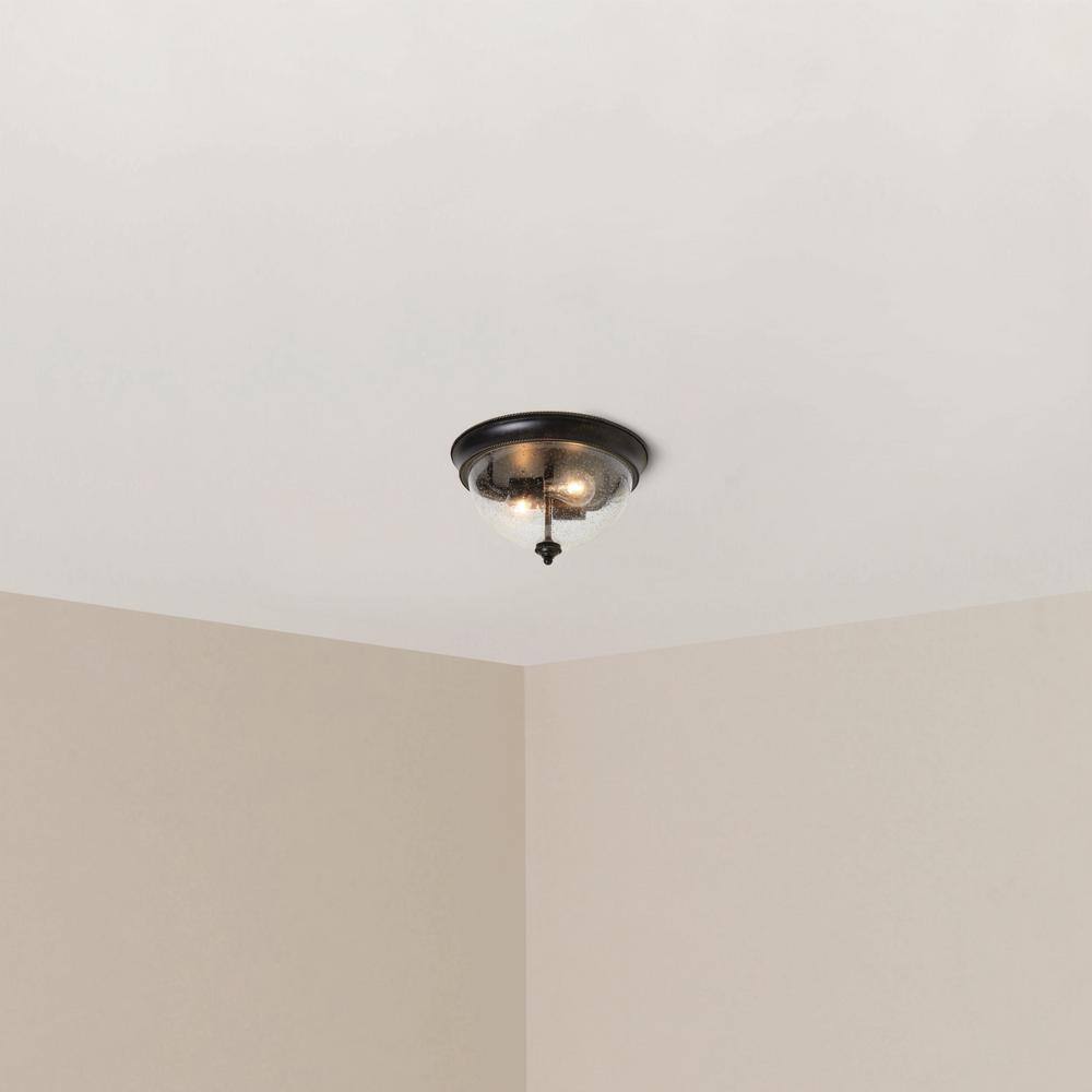 2-Light 13 in. Bronze Flush Mount Ceiling Light - Hercitys