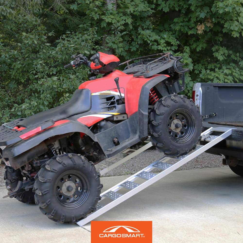 12 in. W x 78 in. L 1250 lbs. Capacity Aluminum Straight Fixed Truck Loading Ramp with Treads (Includes 2 Ramps) - Hercitys