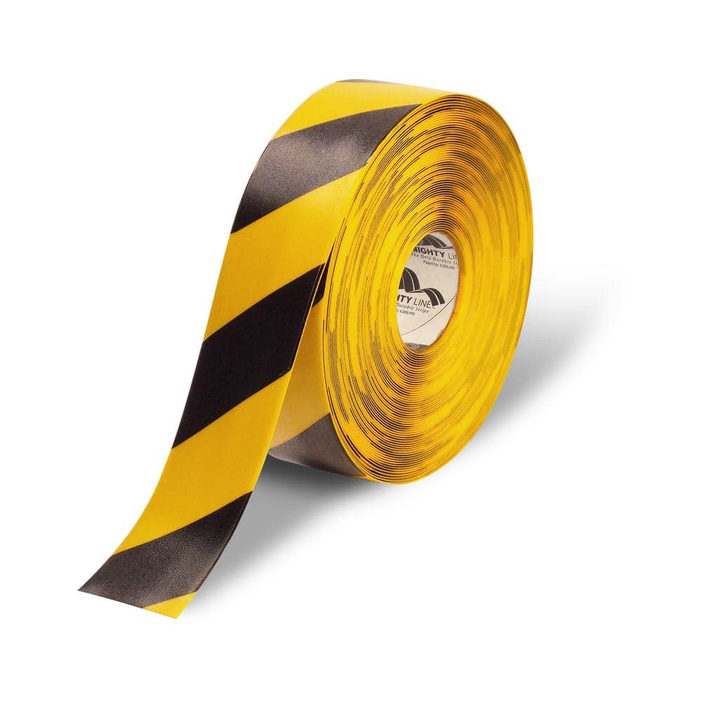 3 in. Yellow and Black Diagonal Heavy-Duty Floor Tape 100 ft. Roll - Hercitys
