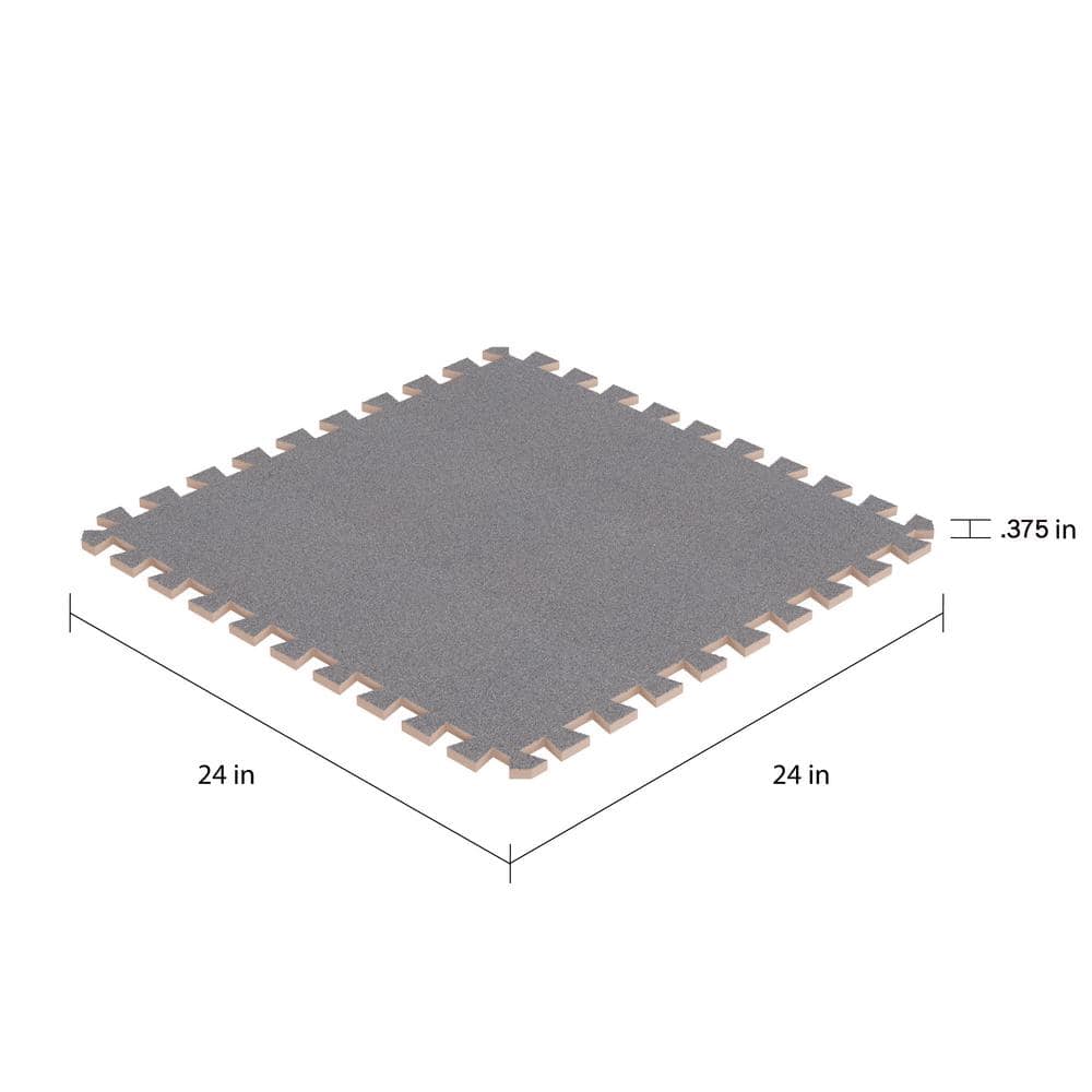 24 in. x 24 in. Gray Foam Mat Interlocking FloorTiles w/ EVA Foam Padding for Exercise/Playroom/Garage/Basement Flooring - Hercitys