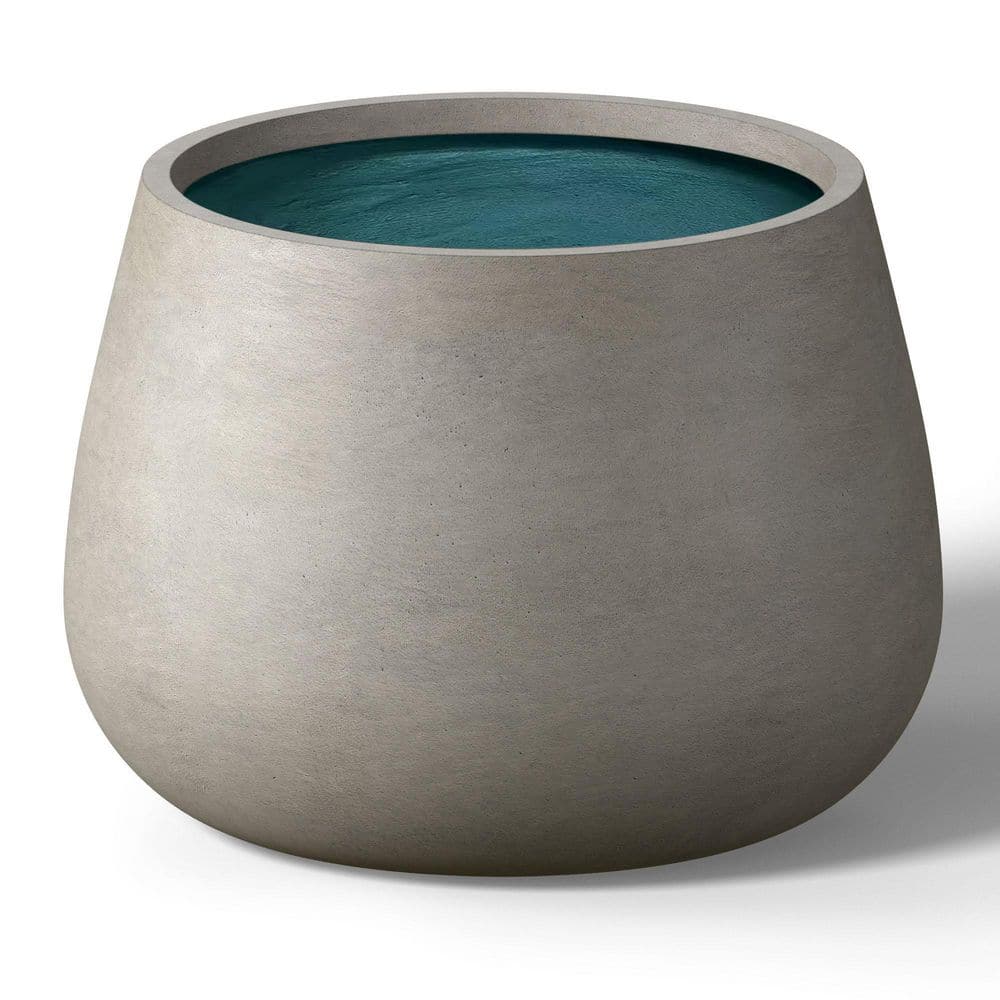 18.5 in. Large Light Gray(Premium Inner) Concrete Round planter/Pot with Drainage Holes - Hercitys