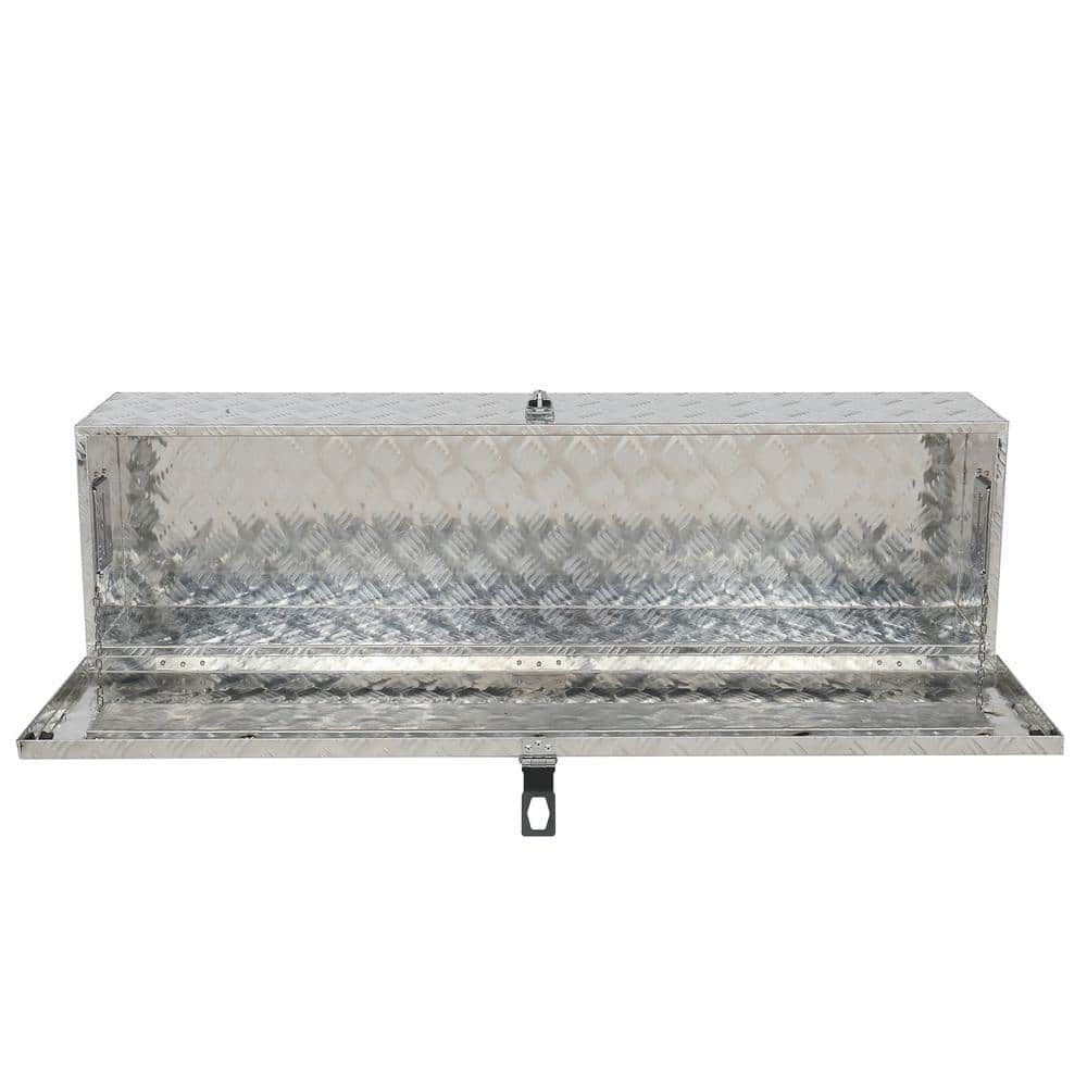 49 in. Silver Diamond Plate Aluminum Underbody Truck Tool Box with Keys - Hercitys