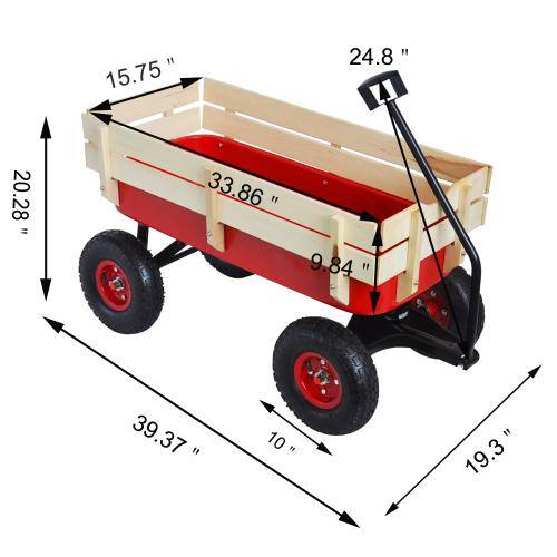 3 cu. ft. Steel Garden Cart with Drink Holder, Adjustable Handles, Red - Hercitys