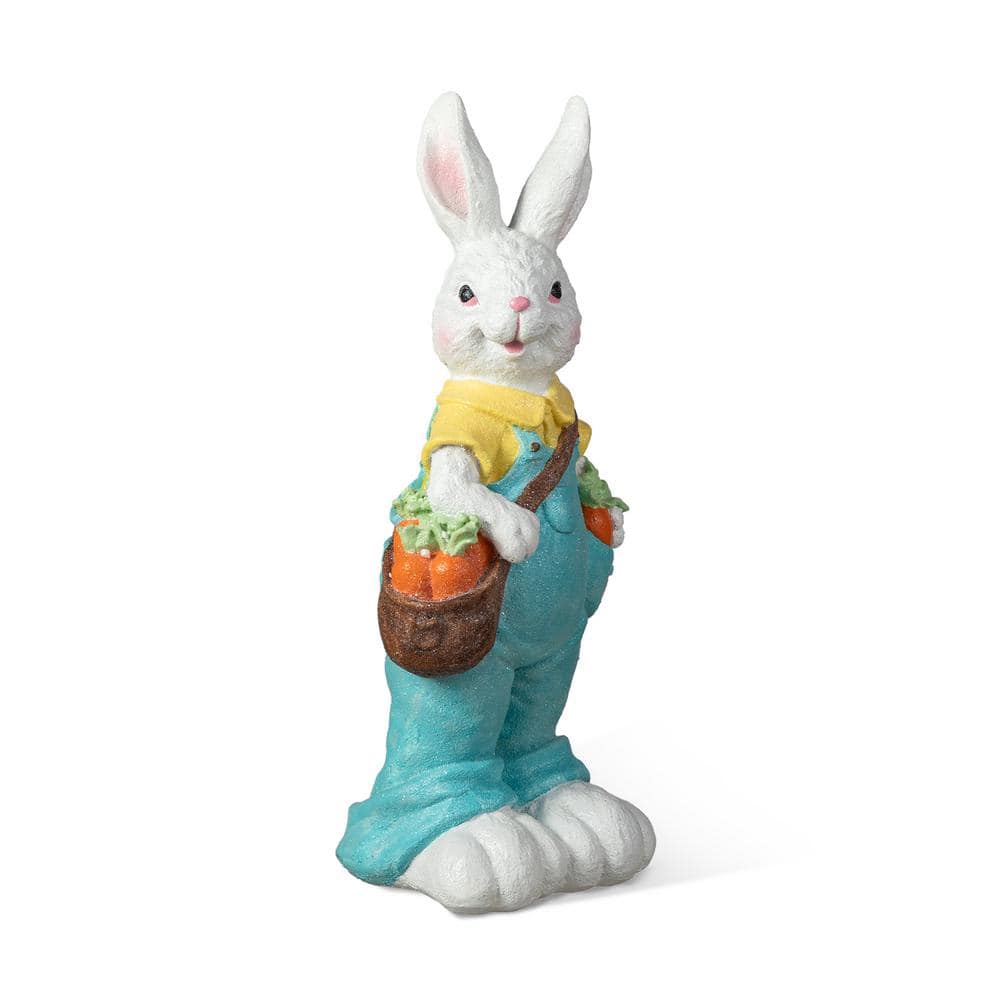 17.25 in. H Easter Resin Bunny Boy Table Decor with Carrot - Hercitys