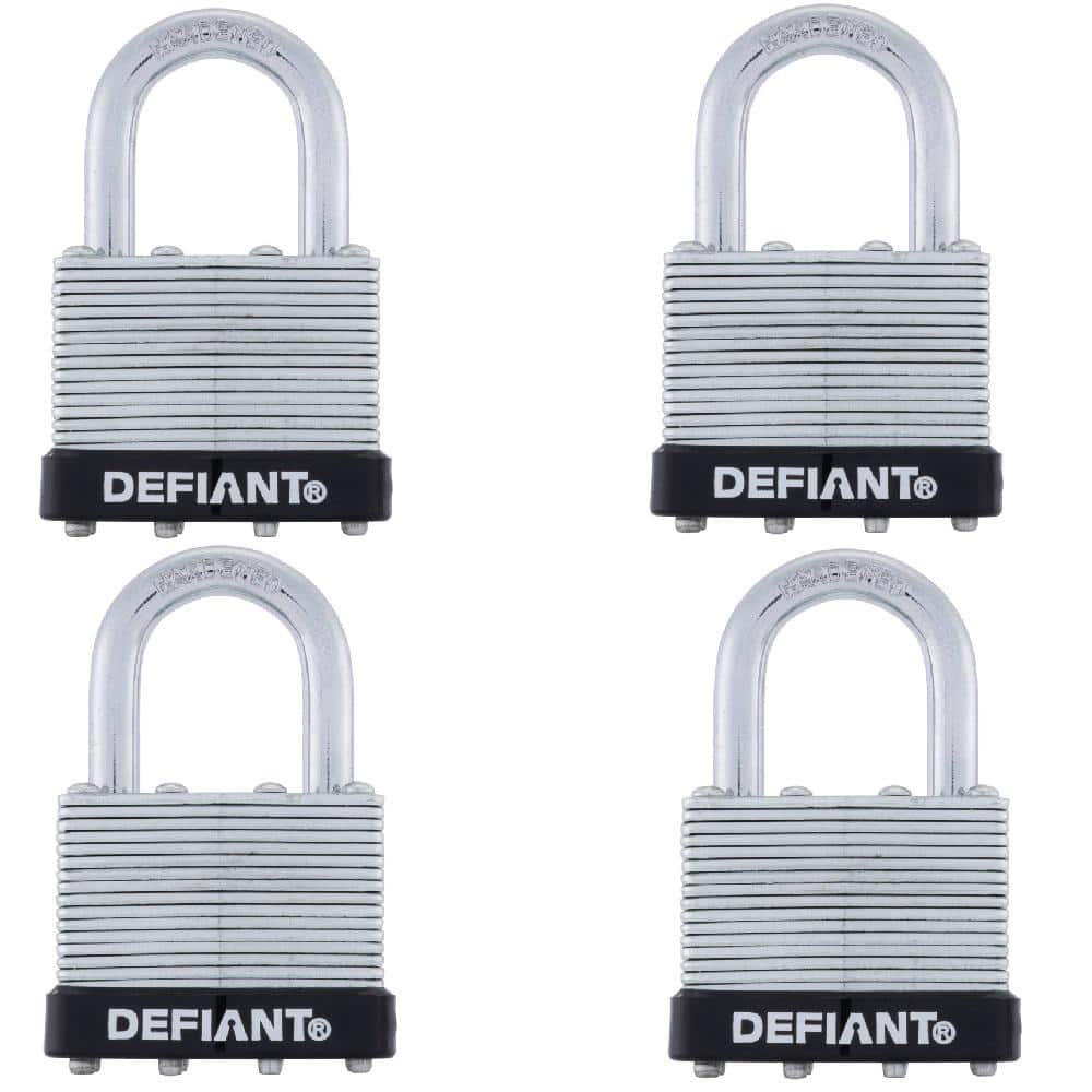 40 mm 1 in. 4-Pack Laminated Steel Shackle Keyed Padlocks (Includes 4 Keys) - Hercitys