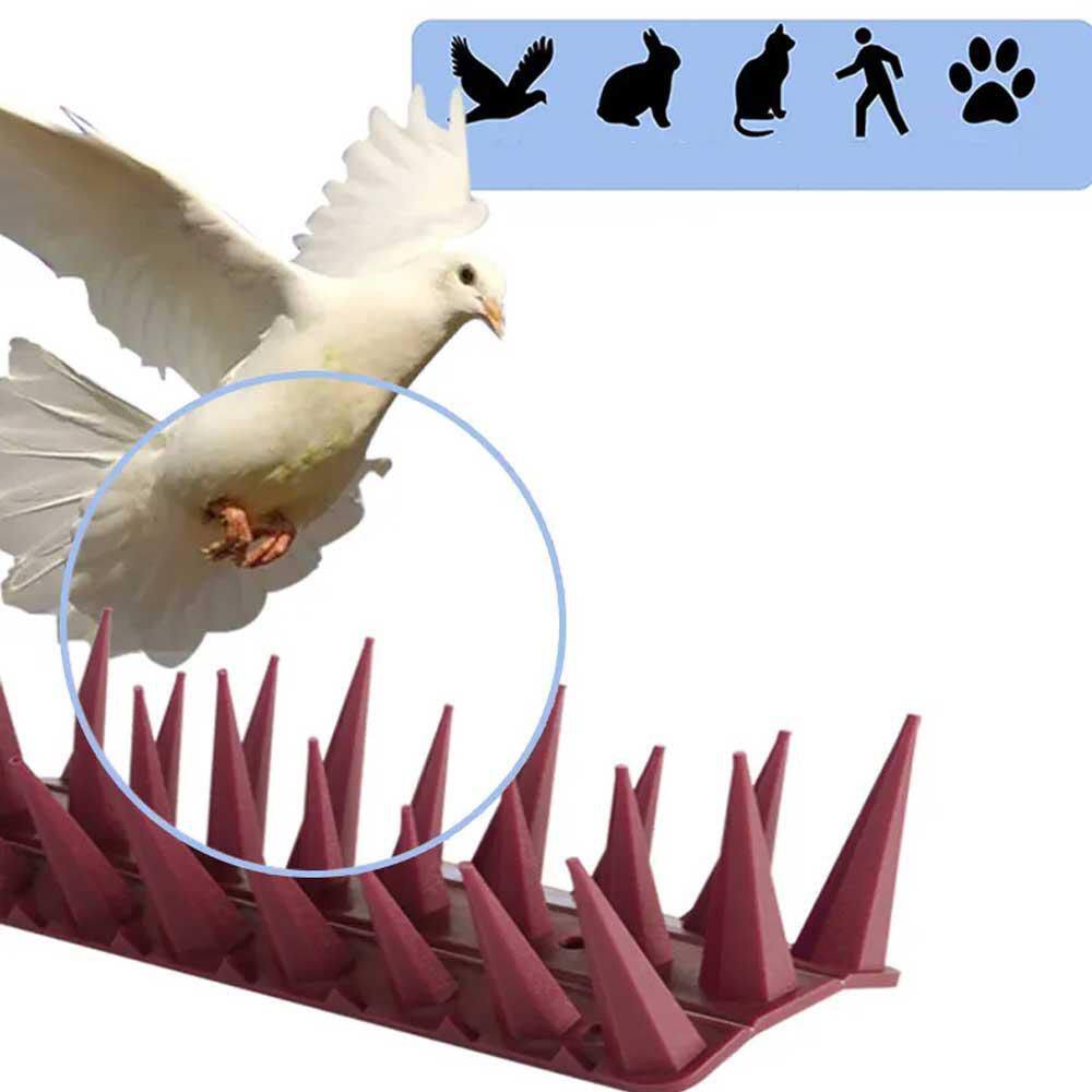 16.9 Brown Plastic Deterrent Fence Spikes, Keeps a Pigeon Away, Off Spikes Strips Bird Repeller (24-Pack) - Hercitys