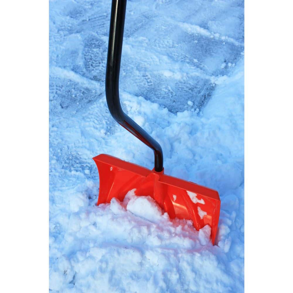37 in. Metal Handle Plastic Snow Shovel with 18.5 in. Metal Edge Blade - Hercitys