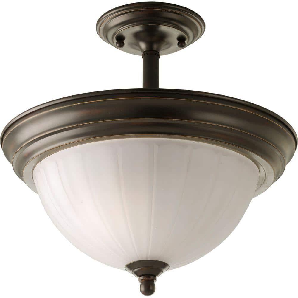 2-Light Brushed Nickel Semi-Flush Mount - Hercitys
