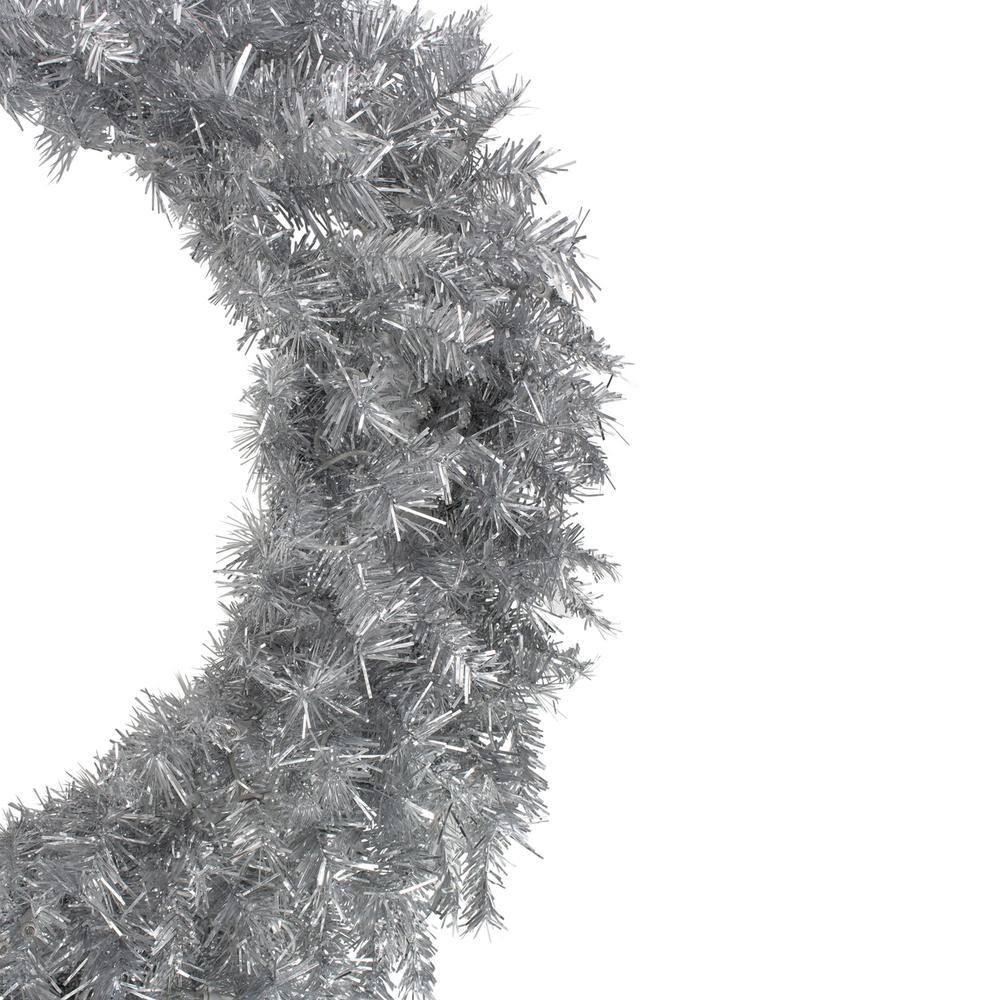 36 in. Silver Tinsel Artificial Christmas Wreath Unlit - Hercitys