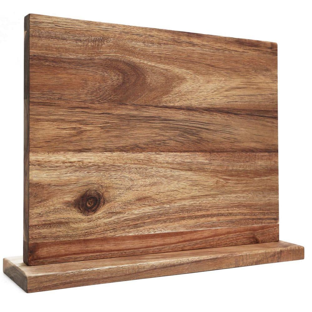 20-Knife 16 in. x 12 in. Magnetic Knife Holder, Acacia Wooden Magnetic Knife Block with Strong Enhanced Magnetic Strip - Hercitys