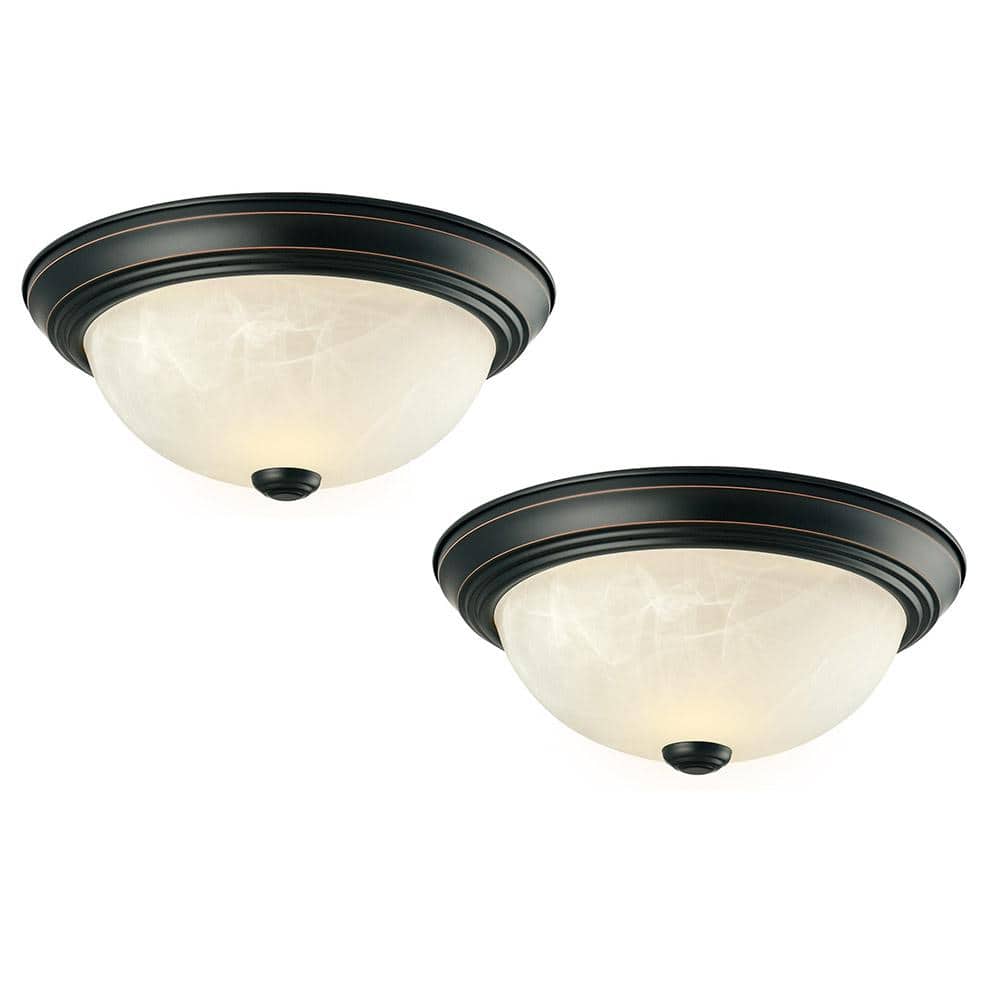 11-1/4 in. W. 2-Light Oil Rubbed Bronze Flush Mount-Light (2-Pack) - Hercitys