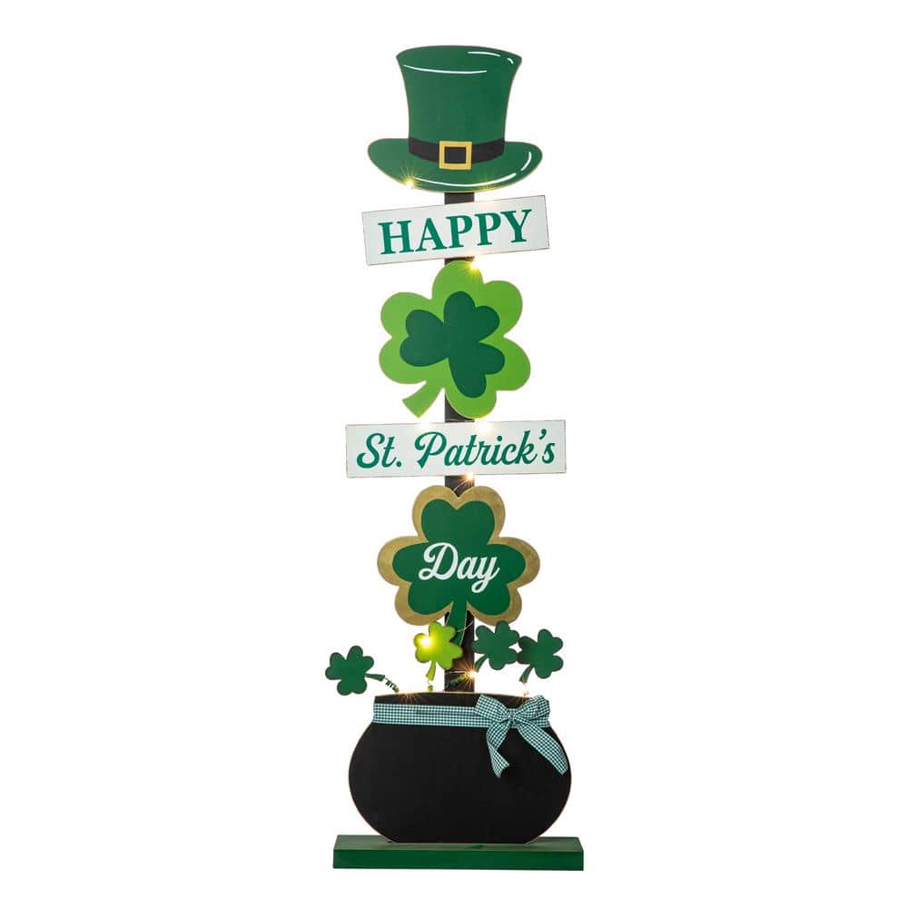 42 in. H Lighted St. Patrick’s Wooden Shamrocks Porch Decor - Hercitys