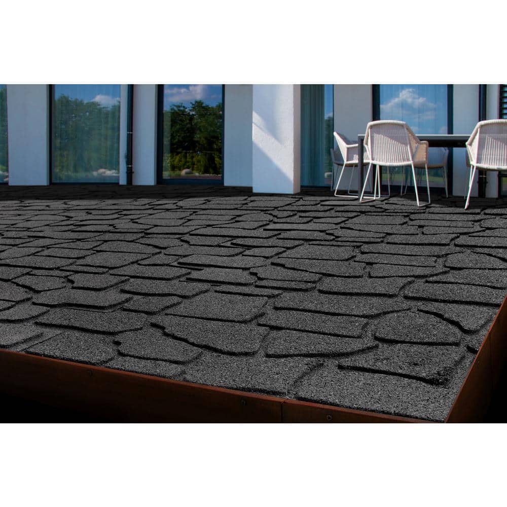 24 in. x 12 in. x 5/8 in. Black Interlocking Dual-Sided Rubber Paver (9-Pack) - Hercitys