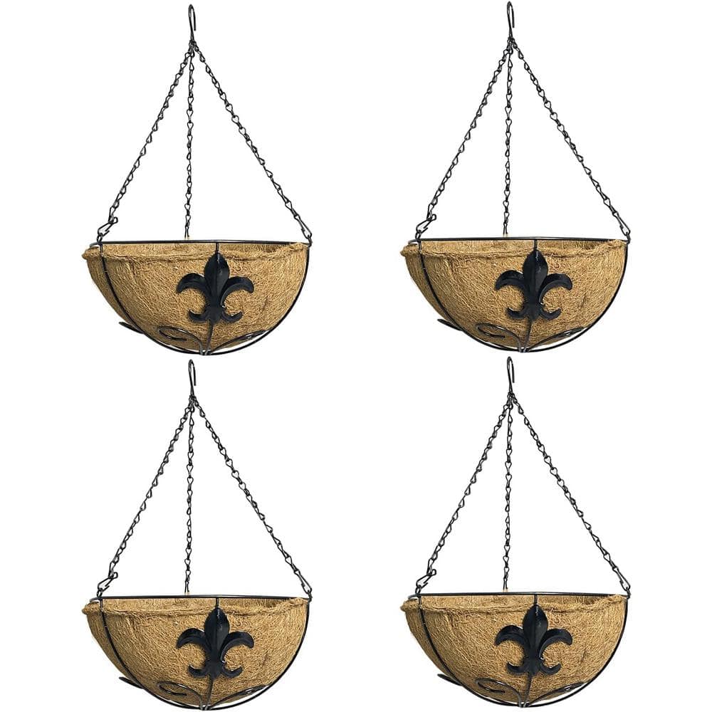 12 in. Plant Hanger Basket with Spade Design Hanging Flower Metal Planter Basket Ideal for Fences, Sword (4-Pack) - Hercitys