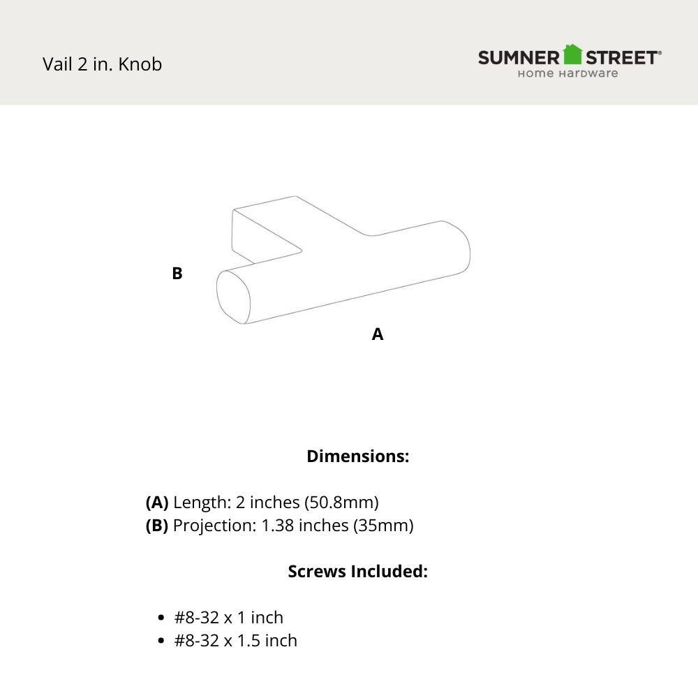 50-Pack Vail 2 in. (51 mm) Modern Satin Brass T-Shaped Cabinet Knob - Hercitys