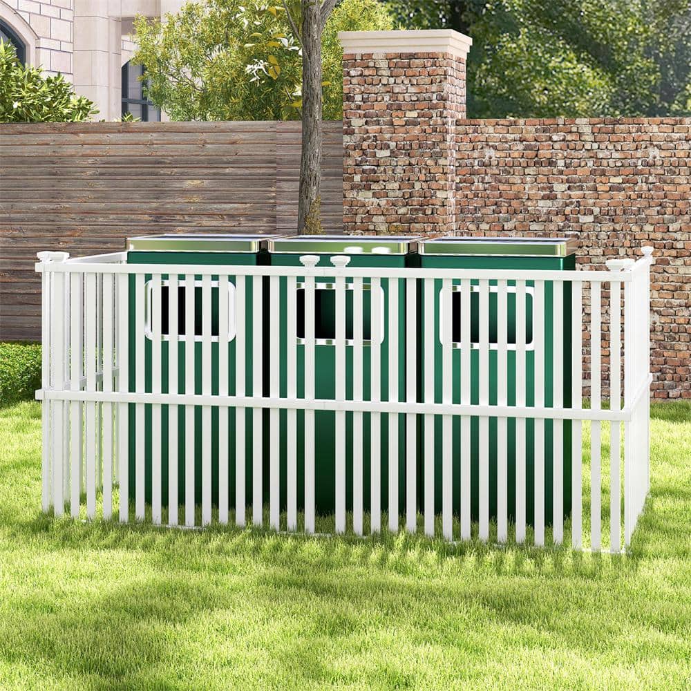 45 in. Plastic Garden Fence in White with Metal Ground Stakes Slat Spacing Sturdy(2 Panels) - Hercitys