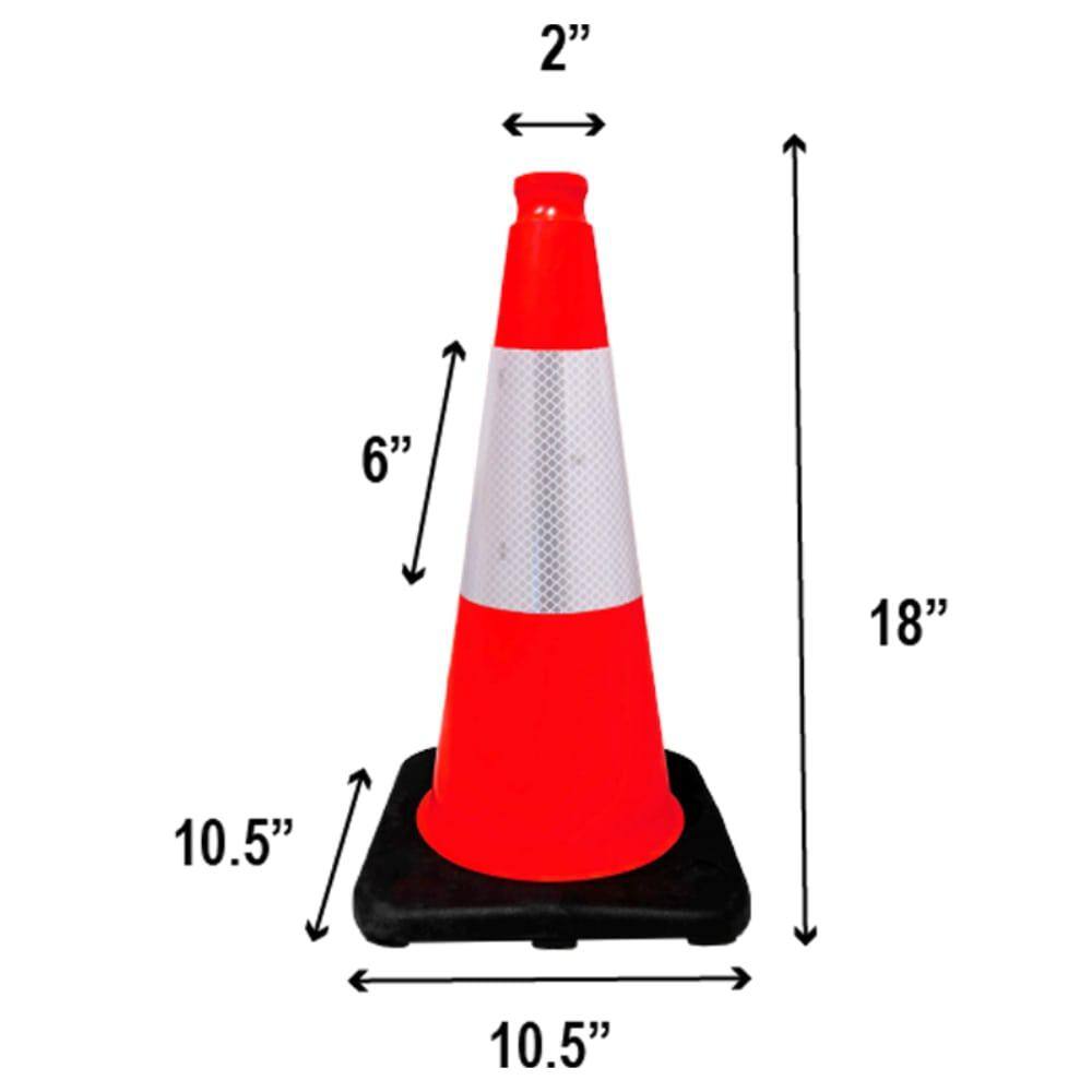 18 in. Orange Traffic Cone with Black Base with 6 in. Reflective Collar 3 lbs. - Hercitys