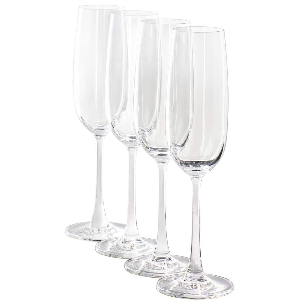 4-Piece 7.3 oz. Flute Glass Set in Clear - Hercitys