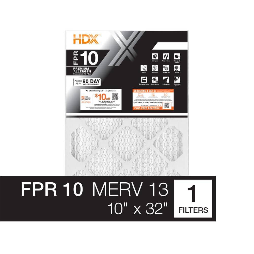 10 in. x 32 in. x 1 in. Premium Pleated Air Filter FPR-10, MERV-13 - Hercitys