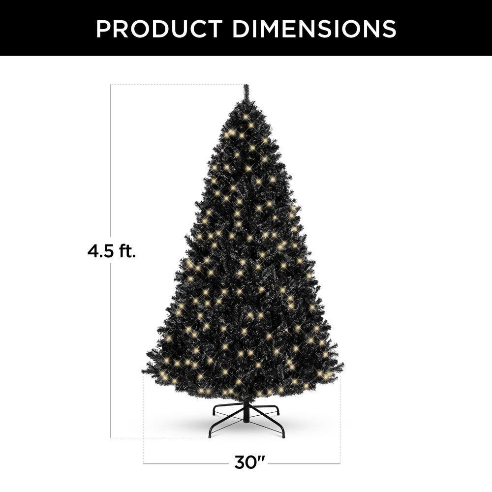 4.5 ft. Black Pre-Lit Artificial Christmas Tree with 175-Warm White Lights - Hercitys