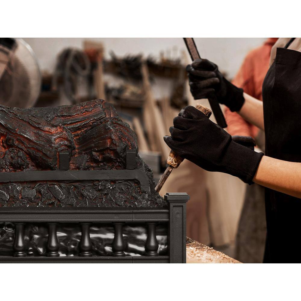 1500-Watt Eternal Flame Electric Fireplace Logs, 23 in. Insert Log Space Heater, Realistic Pinewood Ember Bed, Black - Hercitys