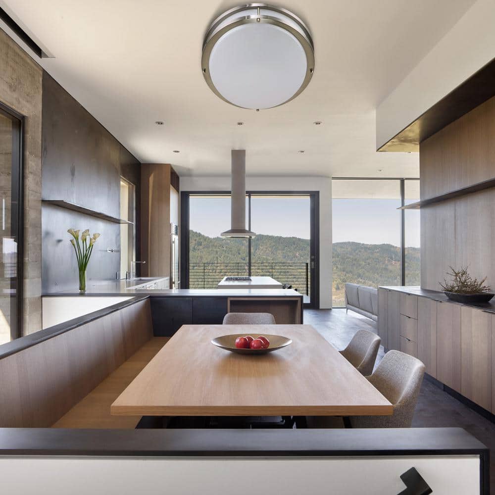 32.5 in. Brushed Nickel Oval 35-Watt Dimmable LED Flush Mount with Opal Acrylic Shades - Hercitys