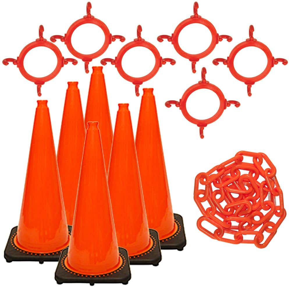 28 in. Traffic Cone and Chain Kit Orange - Hercitys