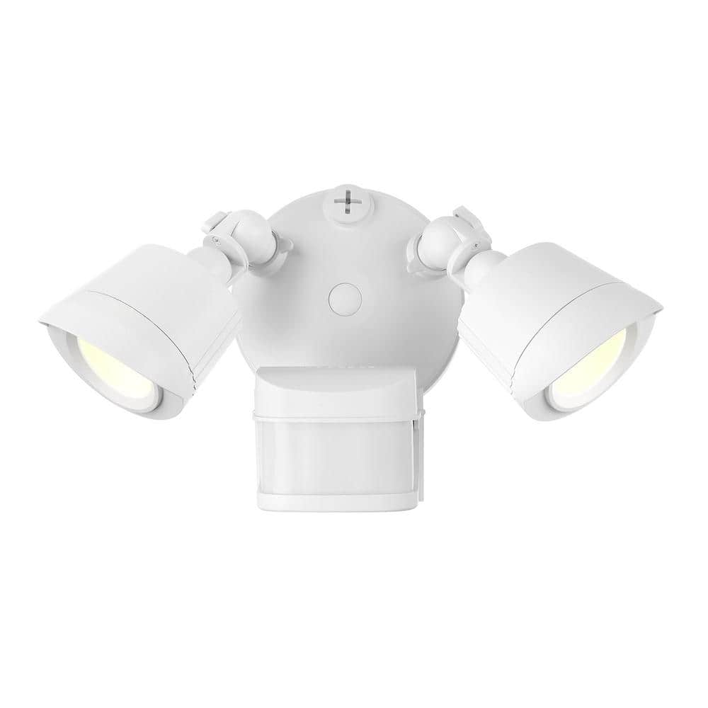 22-Watt equivalent 1500 Lumen Black Motion Sensing Integrated LED Double Flood Light - Hercitys
