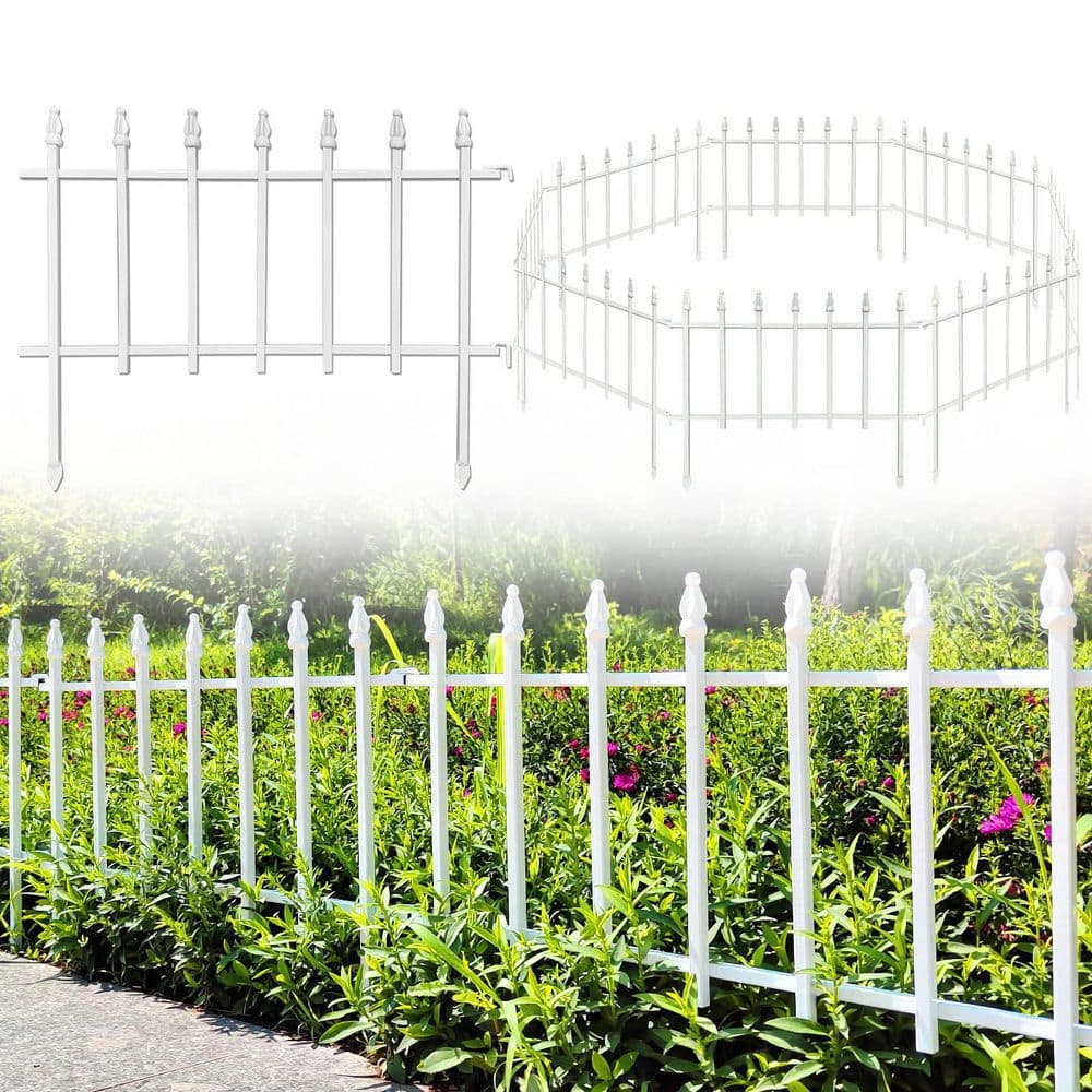 18 in. Metal Decorative Garden Fence (5 Panels) Metal Border Folding Fence Landscape Fencing - Hercitys