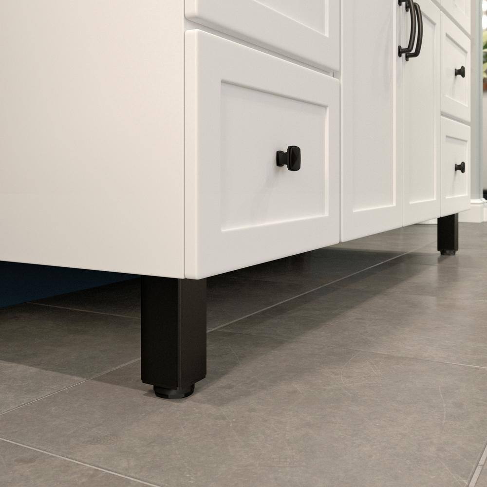 (4-Pack) 4 3/4 in. (120 mm) Matte Black Metal Square Furniture Leg with Leveling Glide - Hercitys